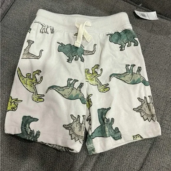 Old Navy Kids Dinosaur Print Shorts - White and Green - Picture 1 of 3